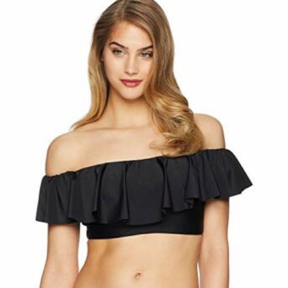 *NWT* Unique Vintage Black Ruffled Ramona Swim Top - Picture 2 of 7